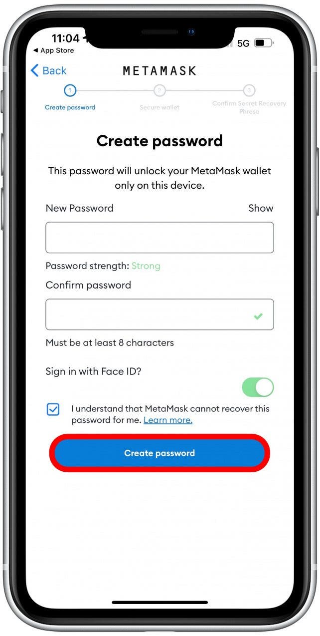 Tap Create password.
