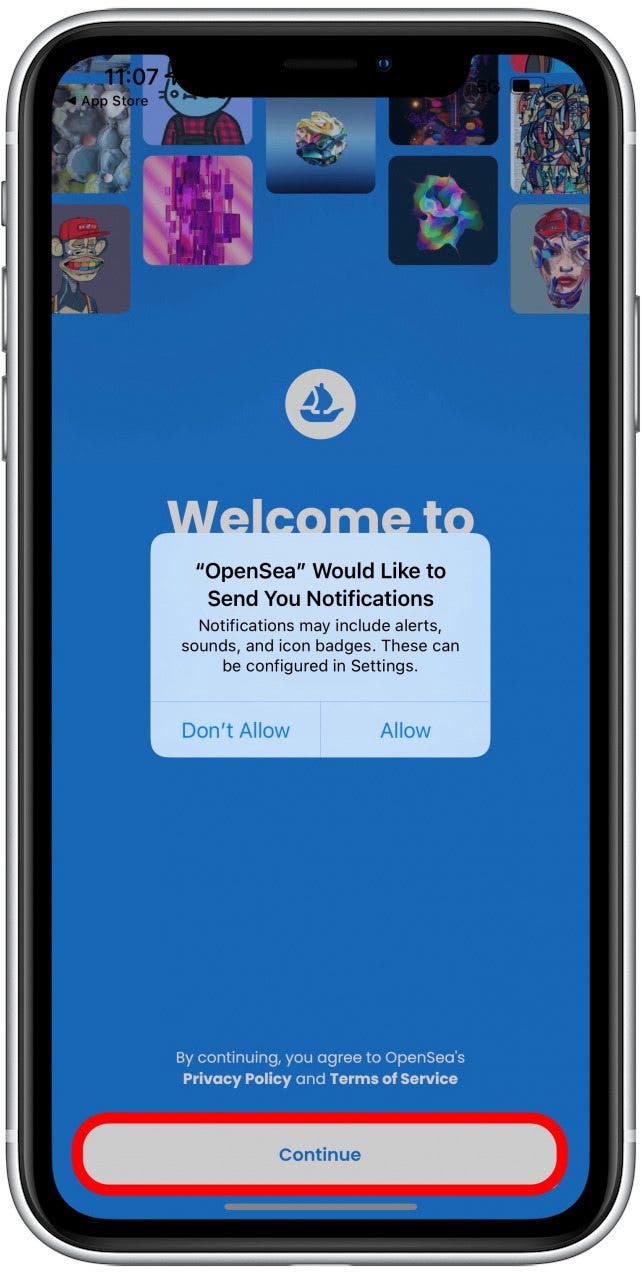 Tap Continue if you wish to proceed.
