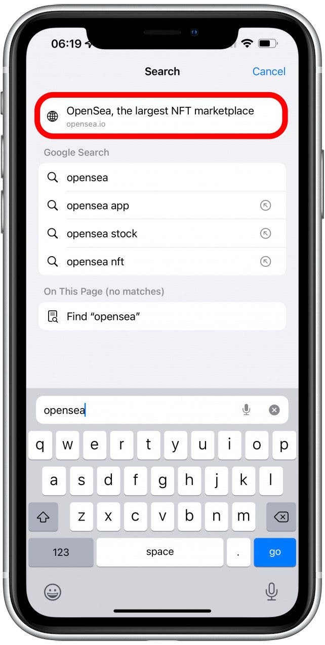 Go to https://opensea.io.