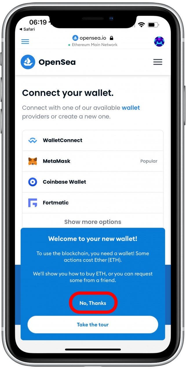Tap No, Thanks to skip this step.