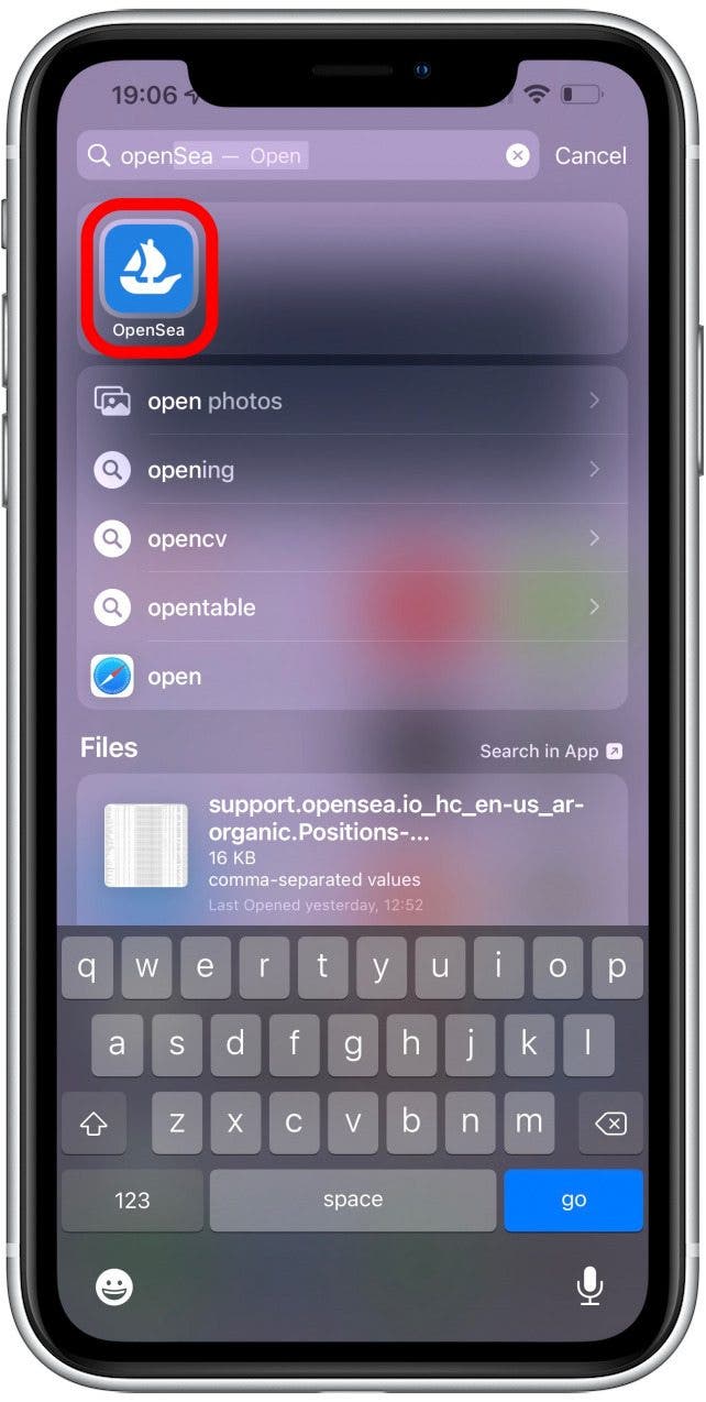 Open the OpenSea app to begin
