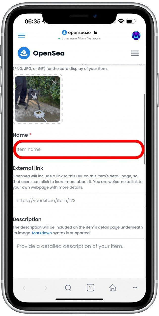 Next, name your NFT.