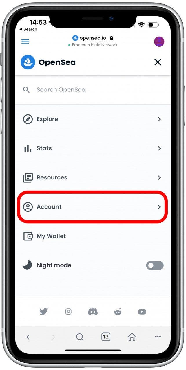 Select Account.&nbsp;
