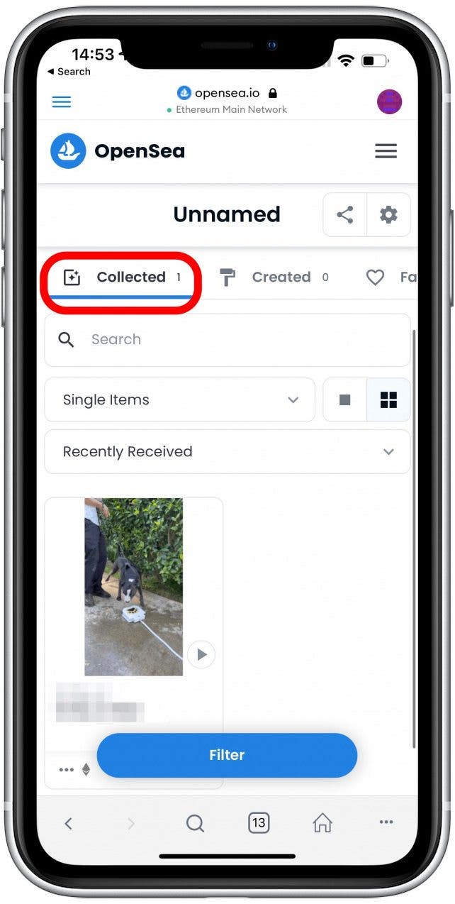 Under Collected, you will see your NFT.