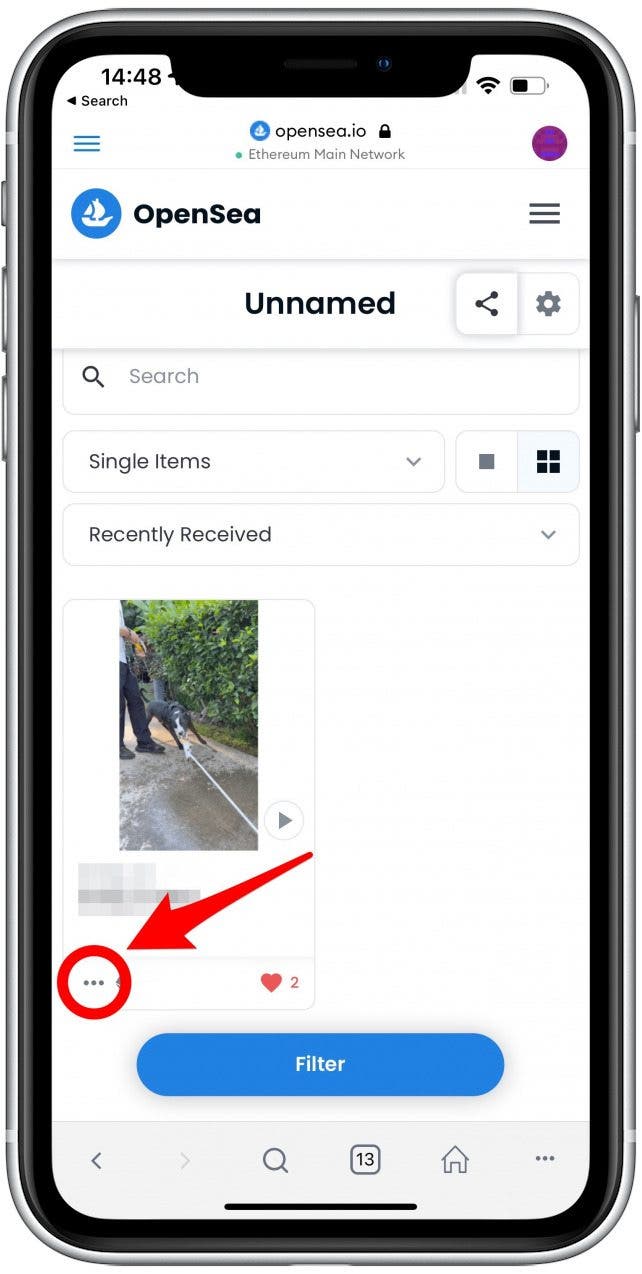Tap the three dots under the NFT.