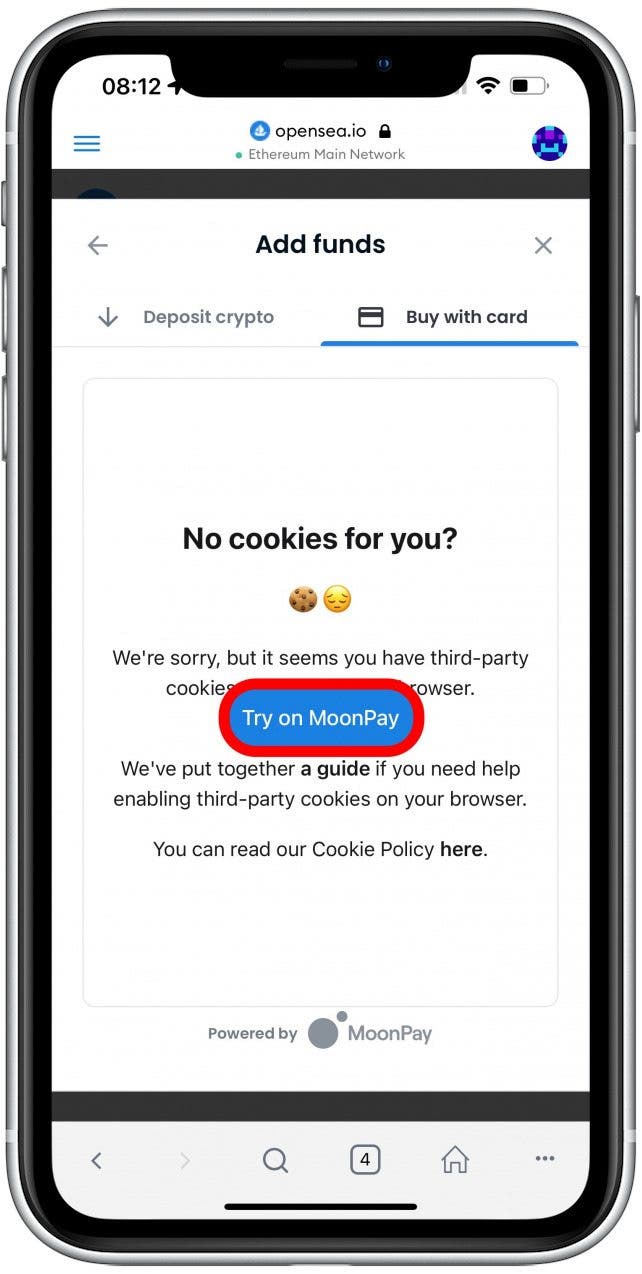 Tap Try on MoonPay.
