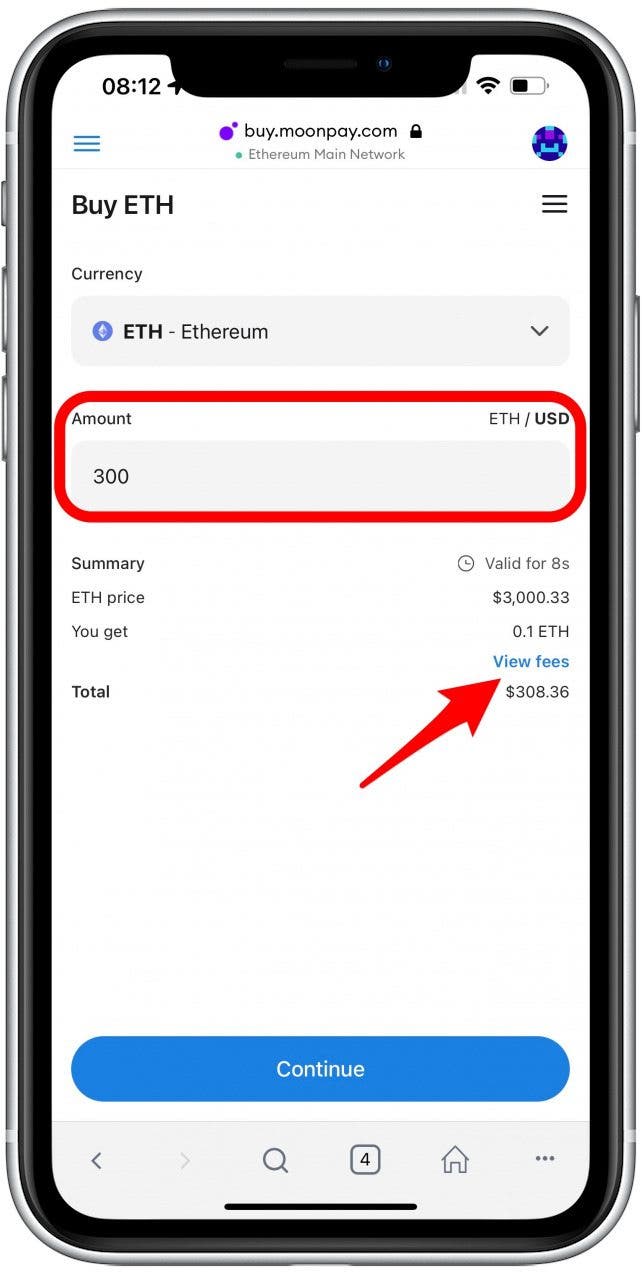 Next, select the amount.