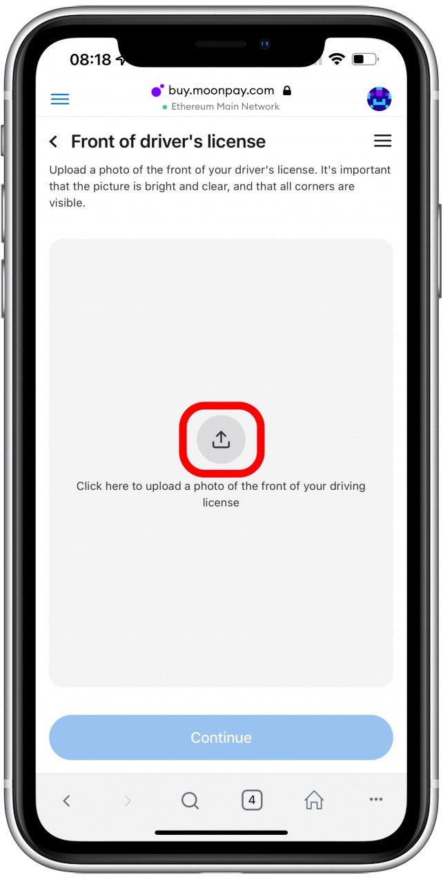 Tap the upload icon. 