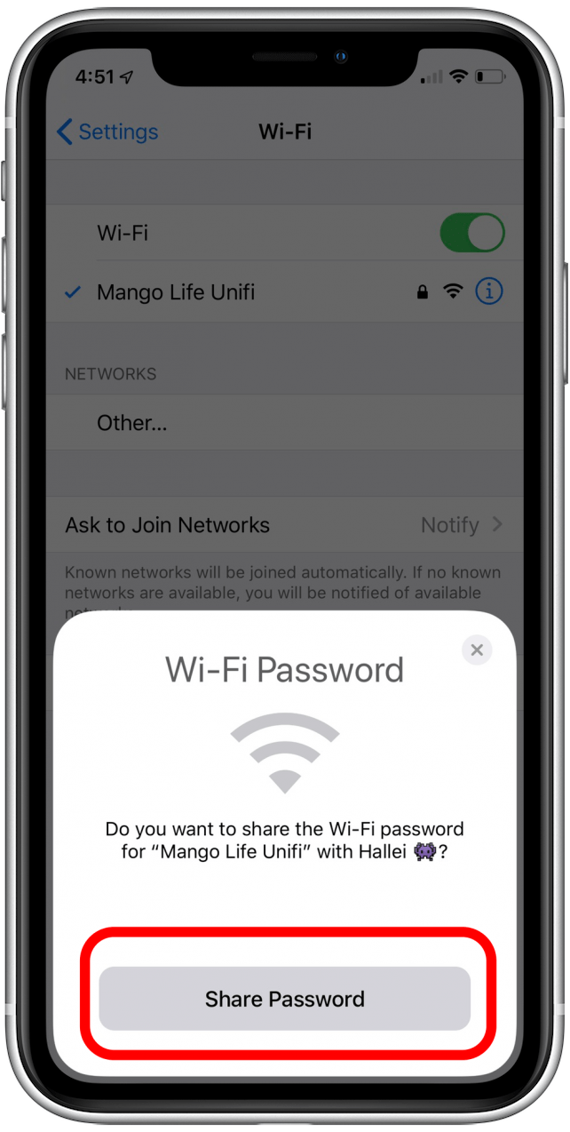 apple id share wifi password