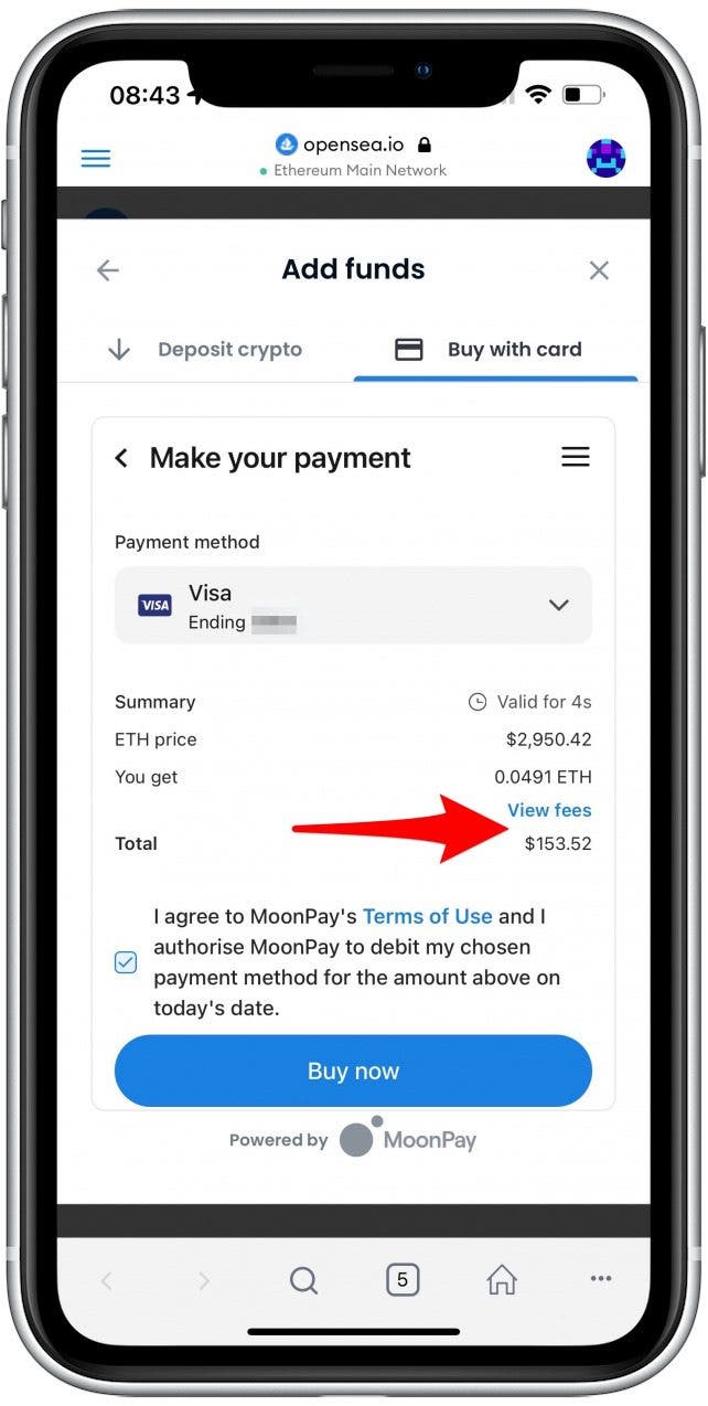 You will get a recap of how much you are buying and the fees involved.