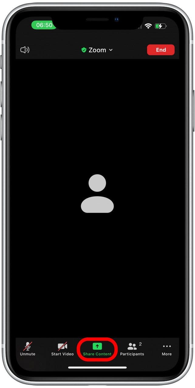 Back in the Zoom app, tap the Share Content icon - zoom enable screen share