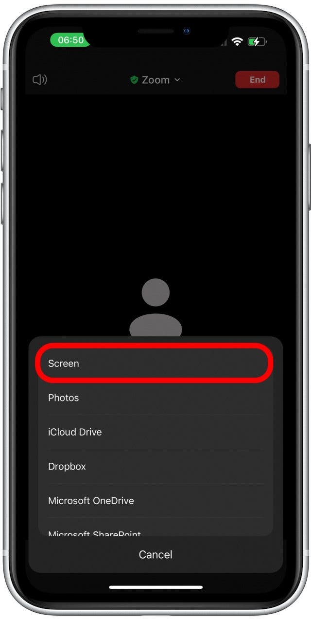 zoom share screen iphone