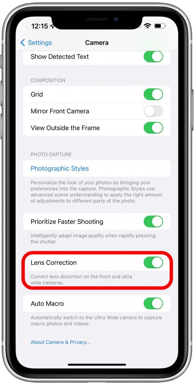 Toggle off Lens Correction.