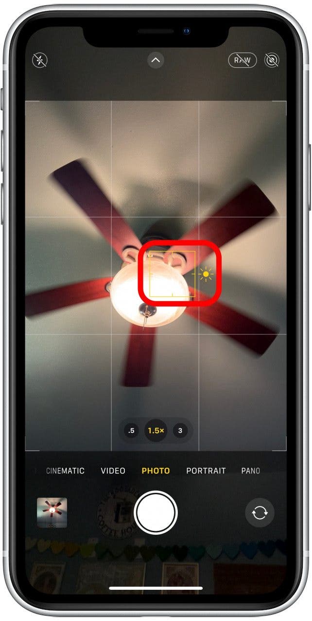 Tap the subject to focus correctly on iPhone 13 Pro.