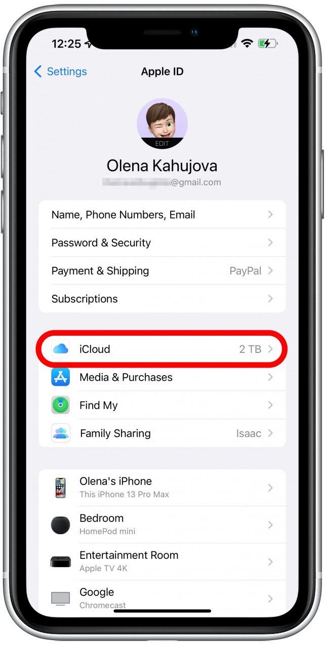 Tap iCloud - how to sync new iphone to icloud
