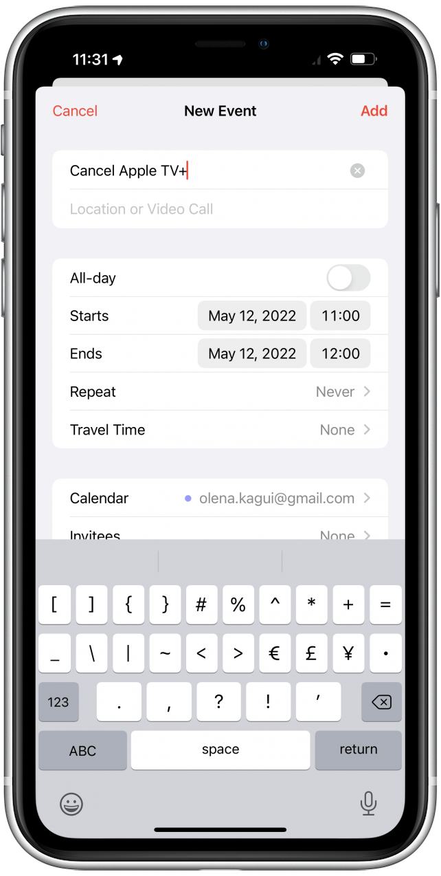 Calendar event