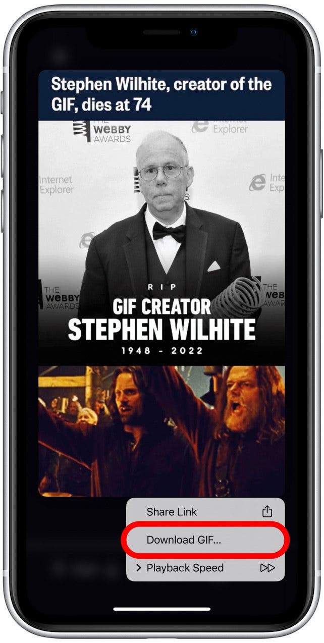 select Download GIF…. how to download gif for iphone