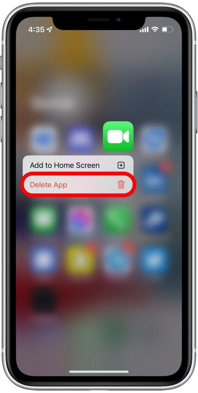 Tap the Delete App button.