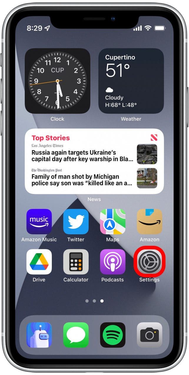 Open the Settings app on your iPhone.