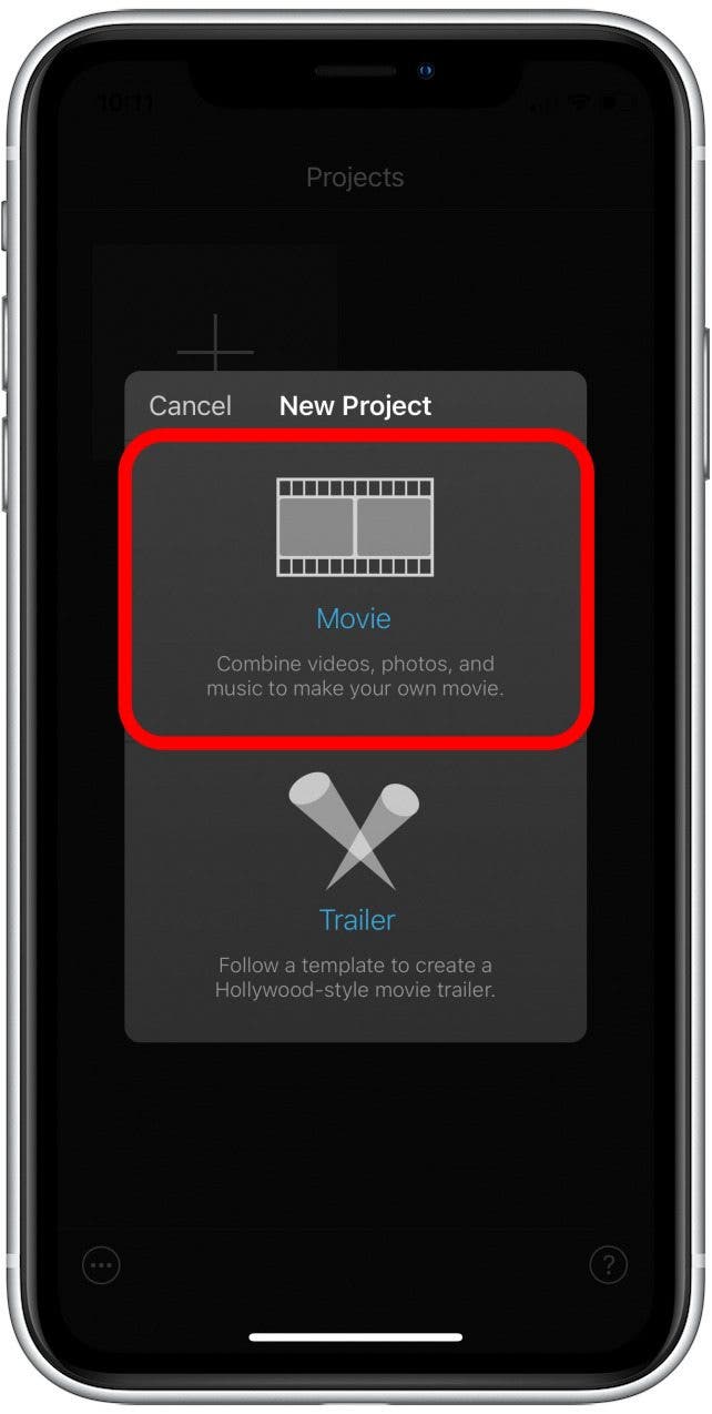 Tap to select Movie.