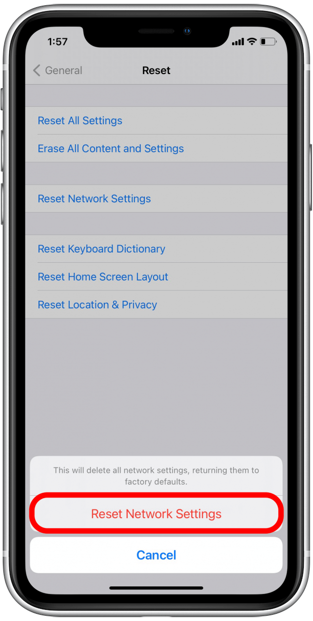 Reset Network Settings