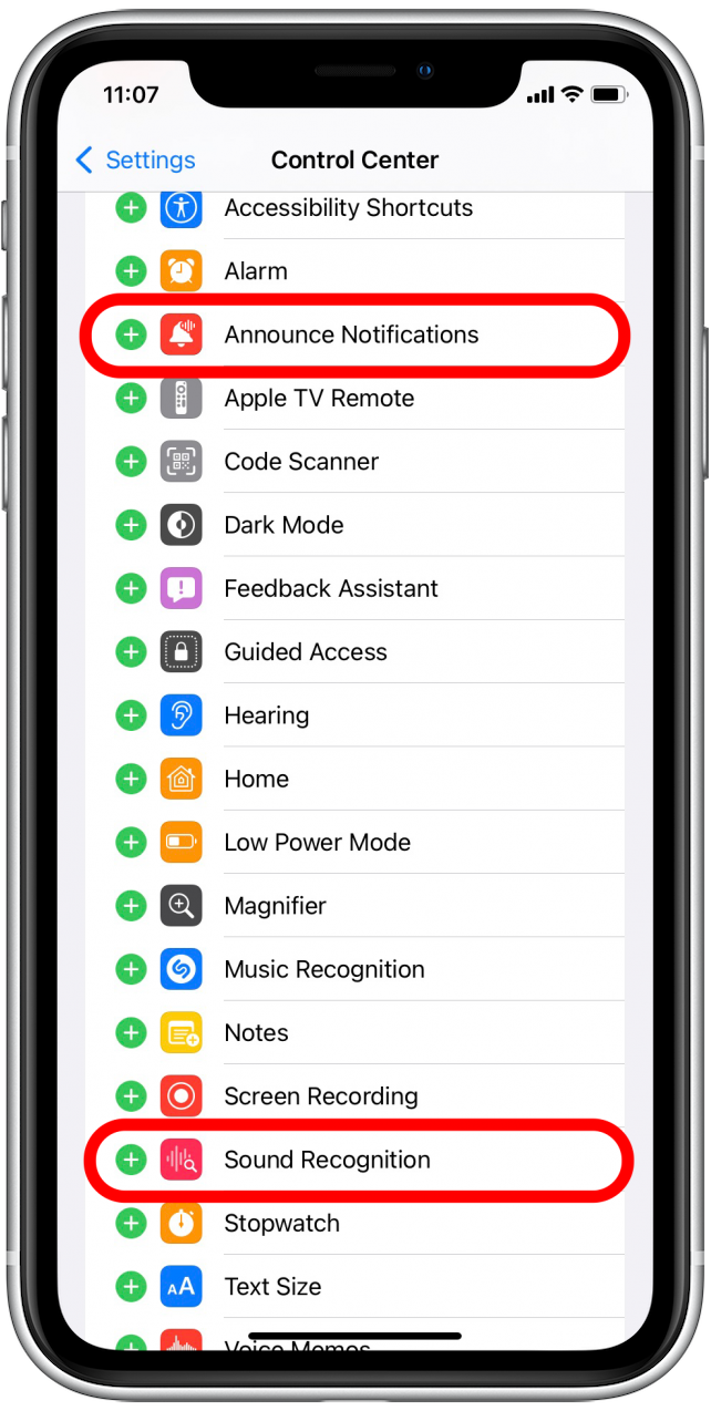 Alarm Notifications and Sound Recognition icons