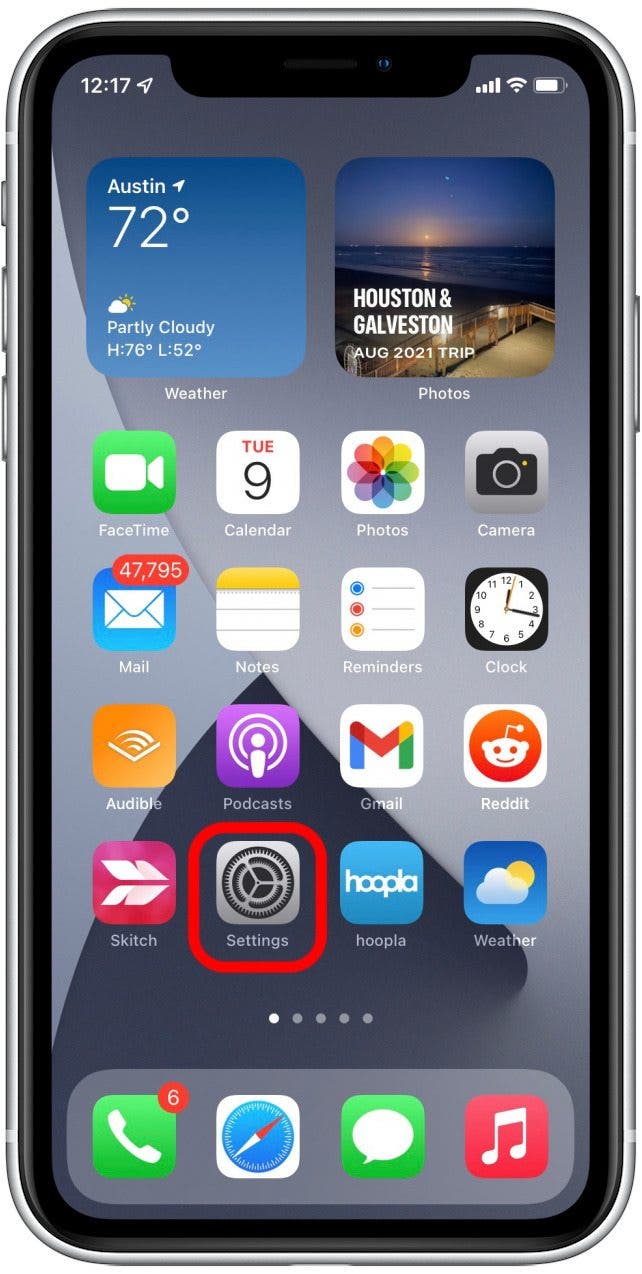 Open Settings app