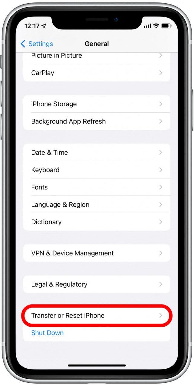 Transfer or Reset iPhone