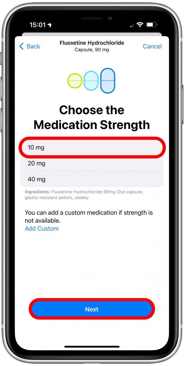 Select the correct option, then tap Next.