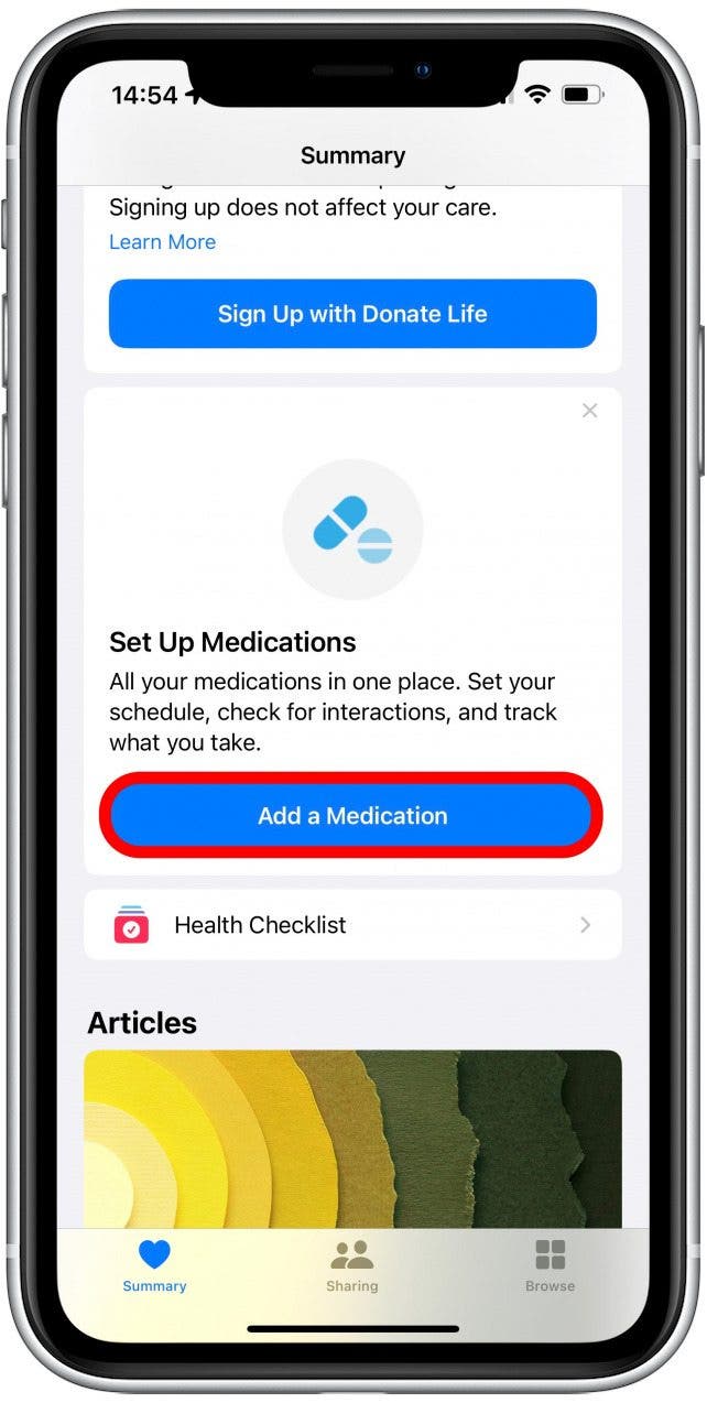Tap Add a Medication.