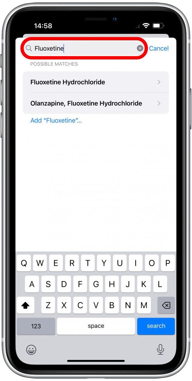 Type the name of your medication or supplement.