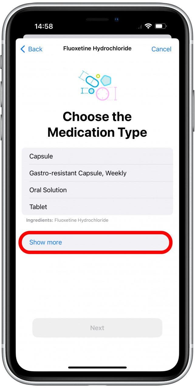 Depending on the type of medication you are adding, you may have to pick a medication type.