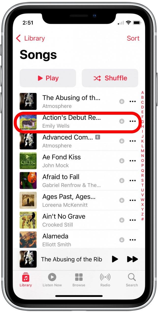 Tap to start playing any song you want. Then you can line up the next music you want.
