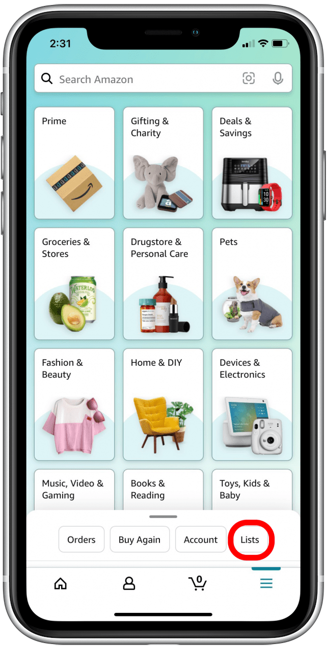 Accessing your Amazon wish lists 