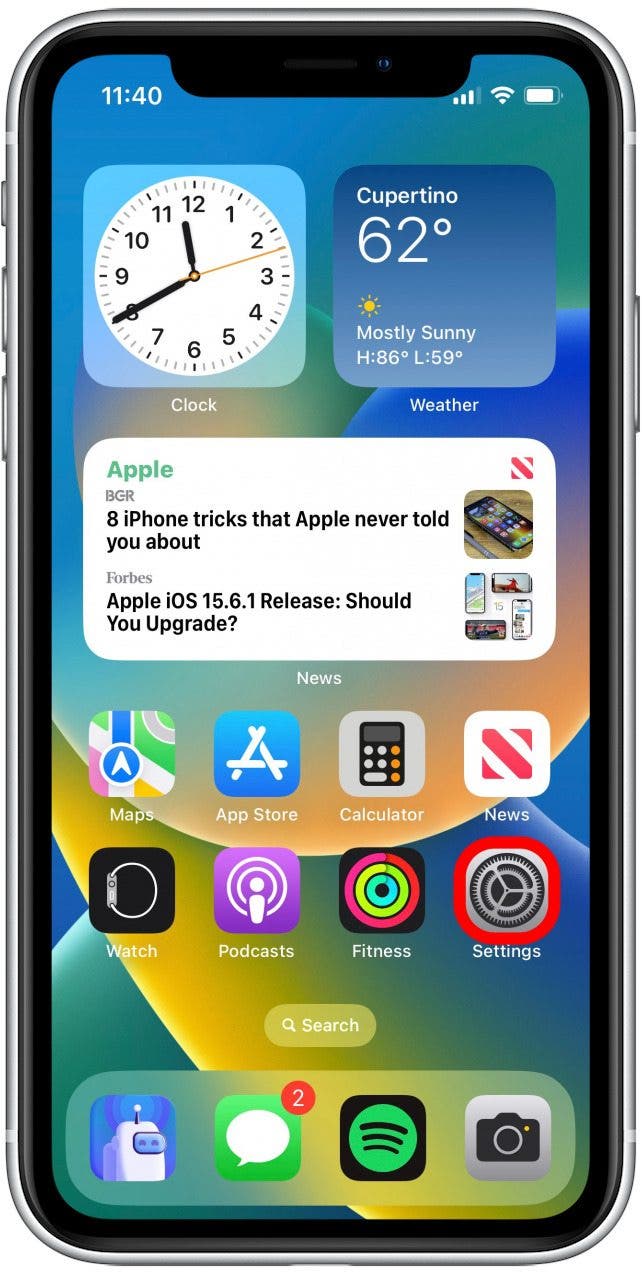 Откройте приложение &laquo;Настройки&raquo;.