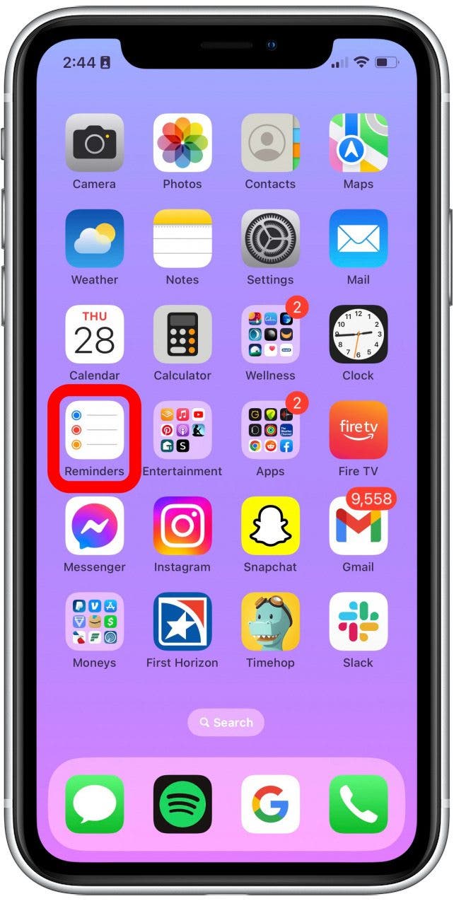 Open the Reminders app on your iPhone. 
