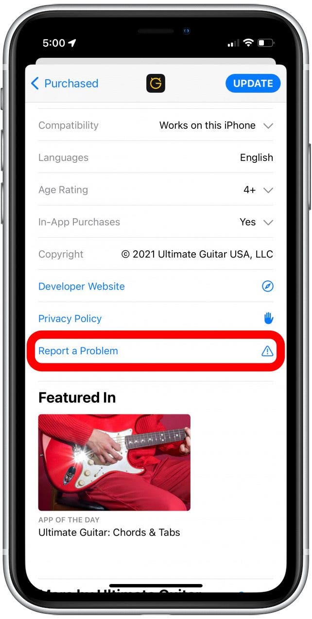 report a problem apple app store