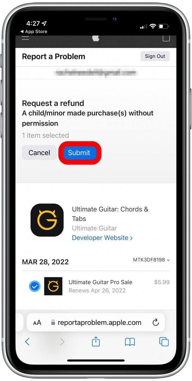 refund app store purchase