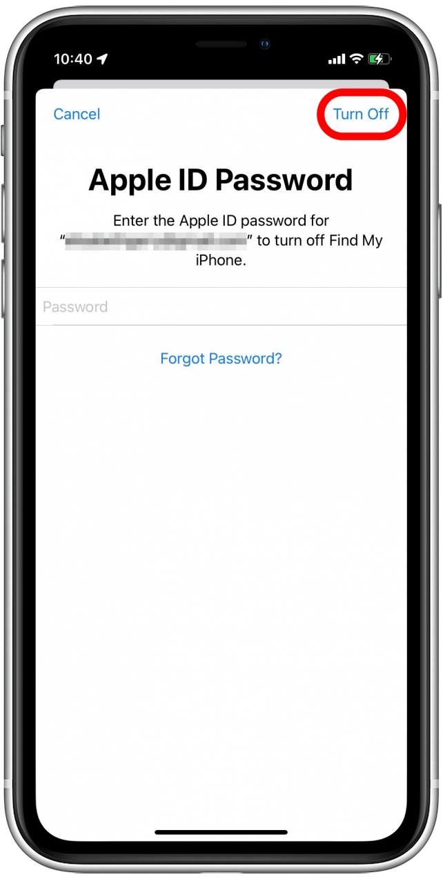 Enter passcode and tap Turn Off