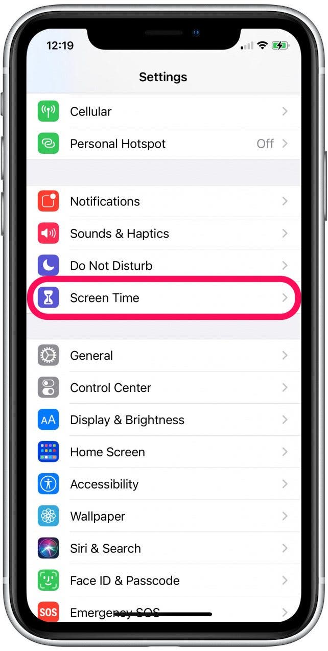 Tap on Screen Time