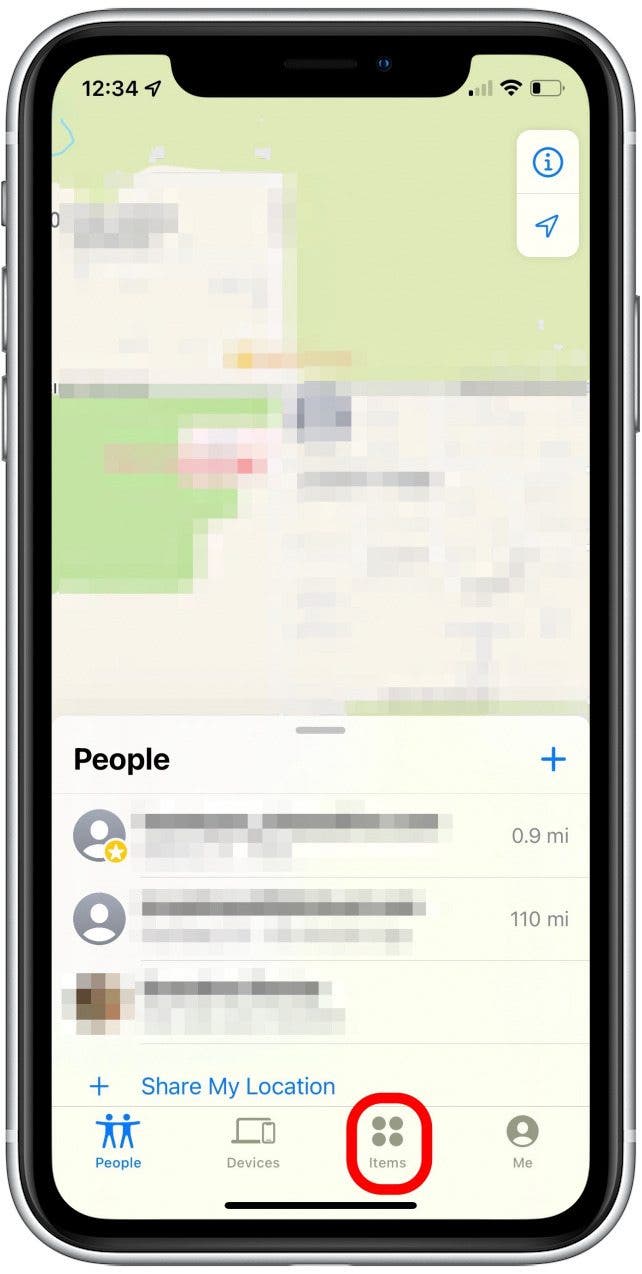 Find My item to locate AirTags iPhone