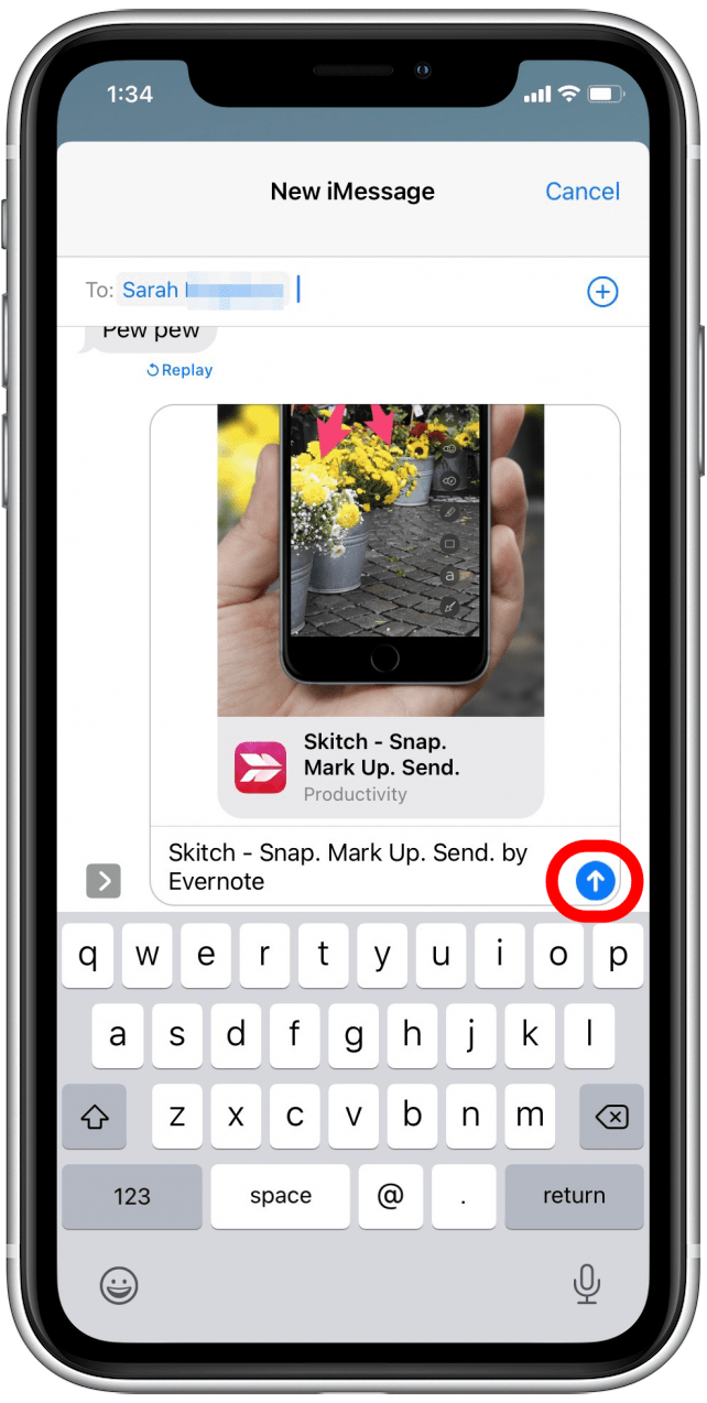 Enter the name of the recipient of the app, and tap the Send arrow