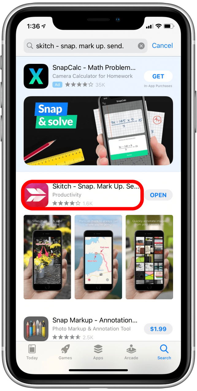 Tap on the app name within the search results