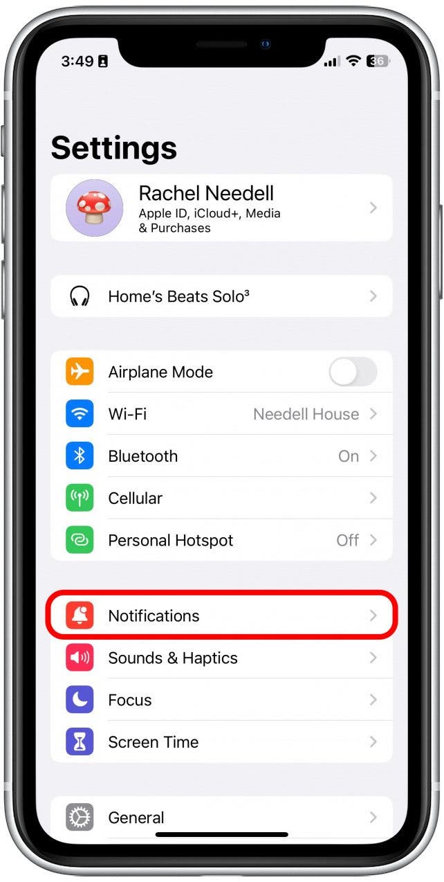 Tap Notifications.