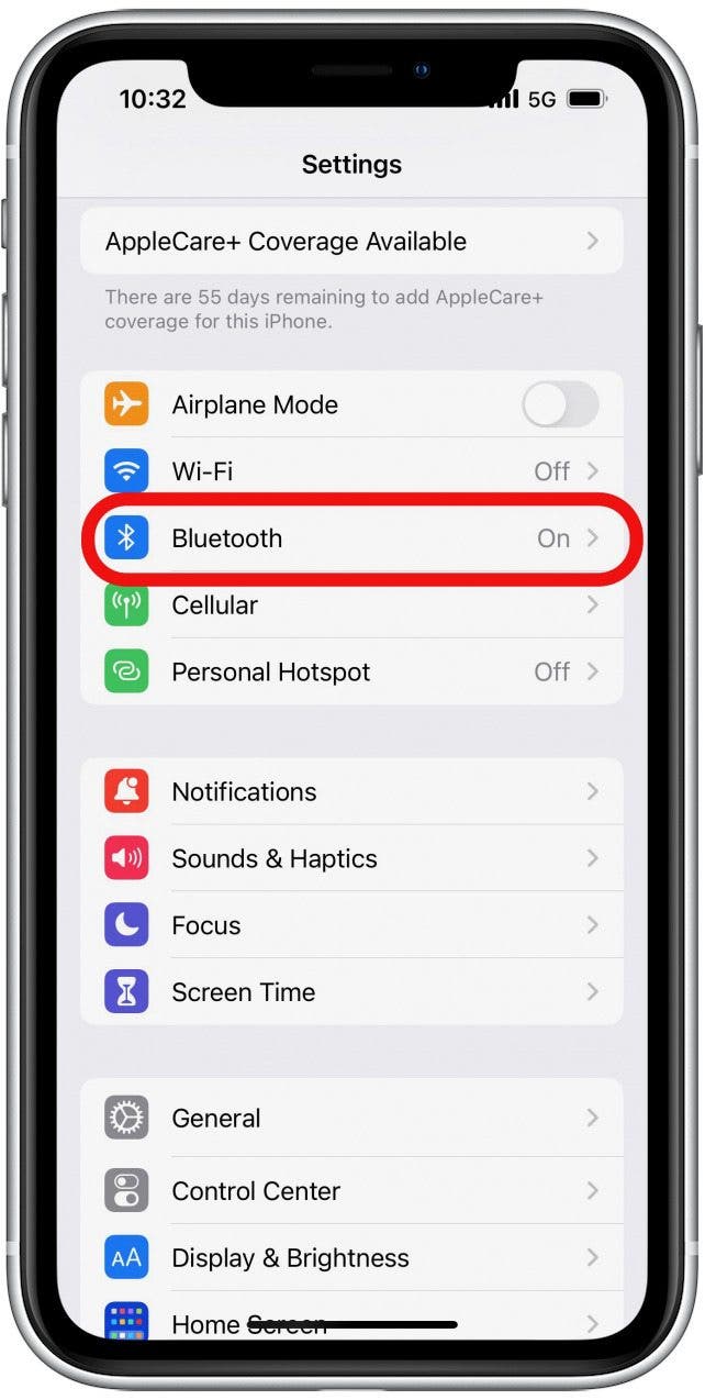 Skip songs with Airpods step 2 - Bluetooth