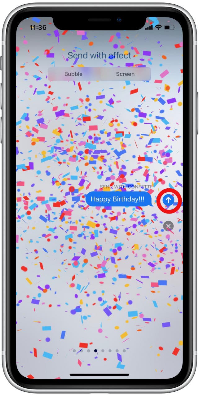 How to Send Confetti on iPhone Step 10 - Tap Send