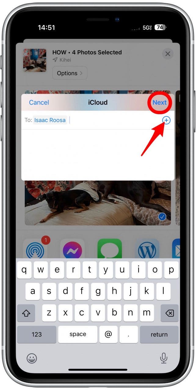 tap the gray name of your most recently used Shared Album. Name the album and tap Next. 