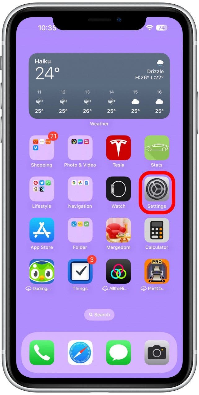 Open Settings on your iPhone.
