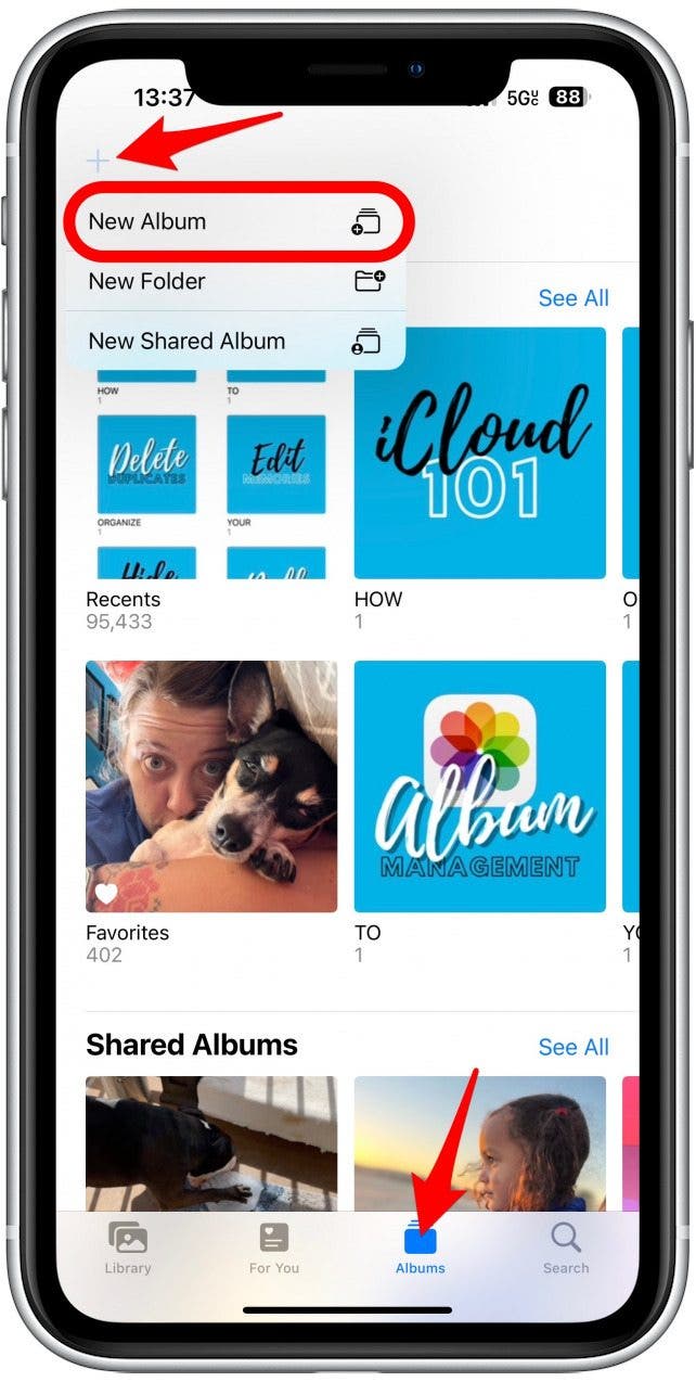 Create a photo album on your iPhone.