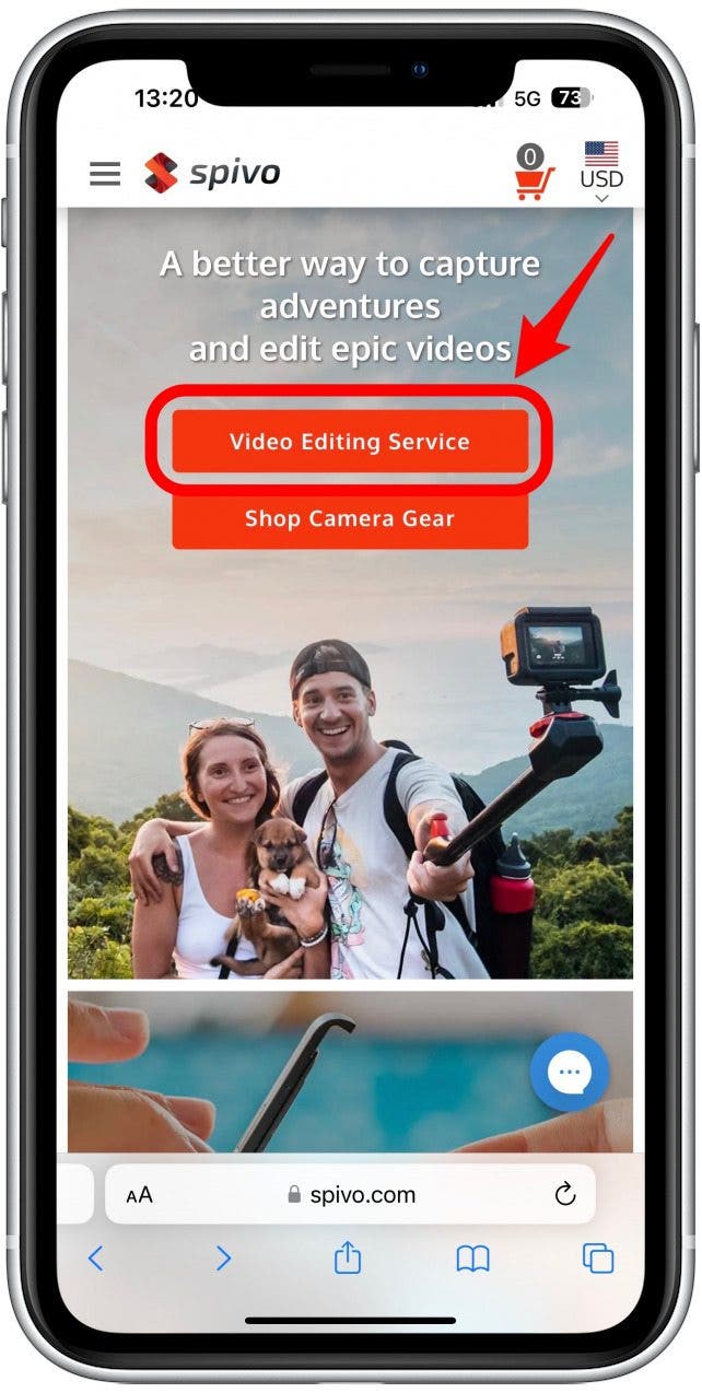 Open the website https://www.spivo.com/ and tap Video Editing Service.